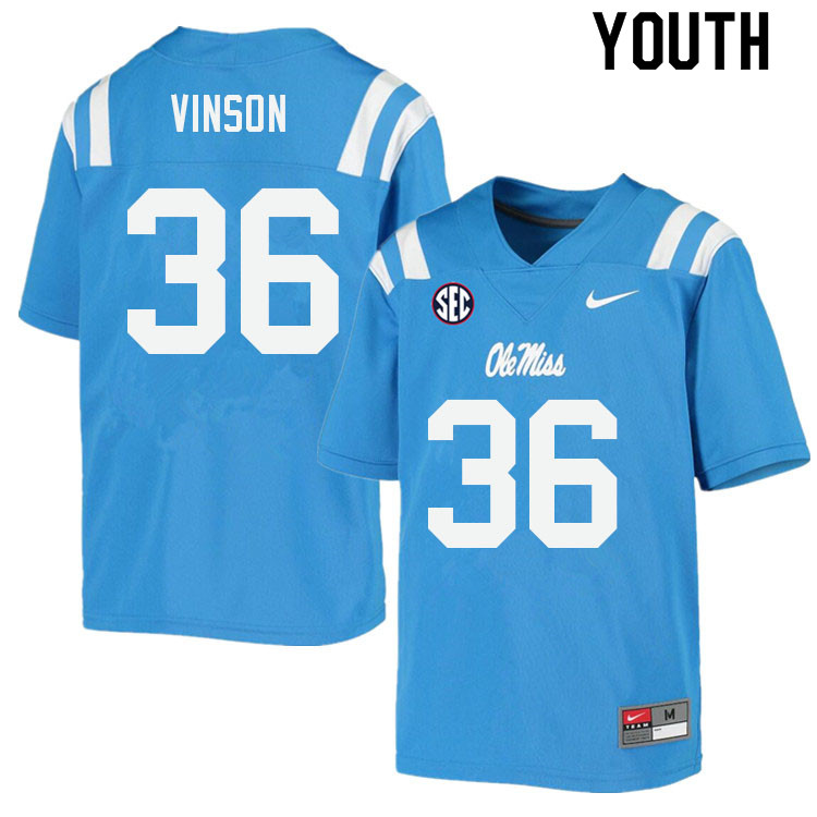 Youth #36 Rayf Vinson Ole Miss Rebels College Football Jerseys Sale-Power Blue - Click Image to Close